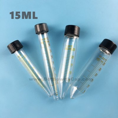 15ml Glass spiral mouth sharp bottom test tube, high temperatur