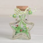 GREEN Grass Pentagonal Wishes Float Glass Star Bottle Cork