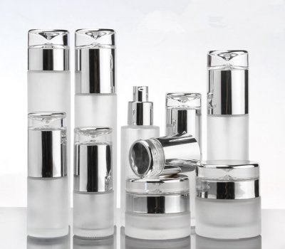 Transparent frosted glass cream bottle