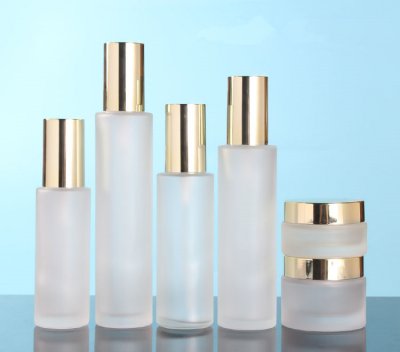 Light gold cover frosted bottle,skin food glass spray bottle