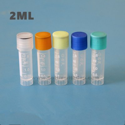 500pcs/lot 2ml Plastic flat bottom screw test tube frozen cone b