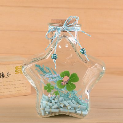 Pentagonal Wishes Float Glass Star Bottle Contain Cork