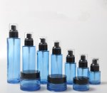 Cosmetic packaging glass bottle,blue lotion and spray bottle