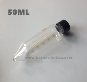 50ml Glass spiral mouth sharp bottom test tube, high temperatur