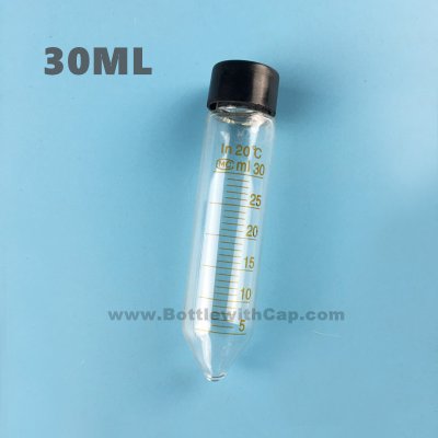 30ml Glass spiral mouth sharp bottom test tube, high temperatur