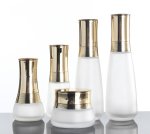 Cosmetics glass bottles with gold cap
