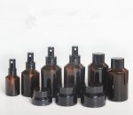 Brown beveled shoulder cosmetic bottle,Water cream glass bottle