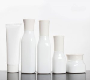 Porcelain white quadrangular bottle,Emulsion press type bottle