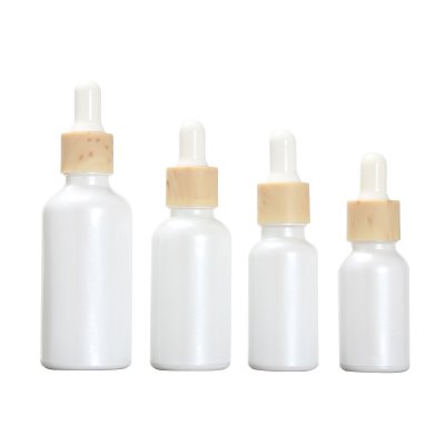 Pearlescent White 15-50ml Glass Cosmetics Essential Oil Bottle